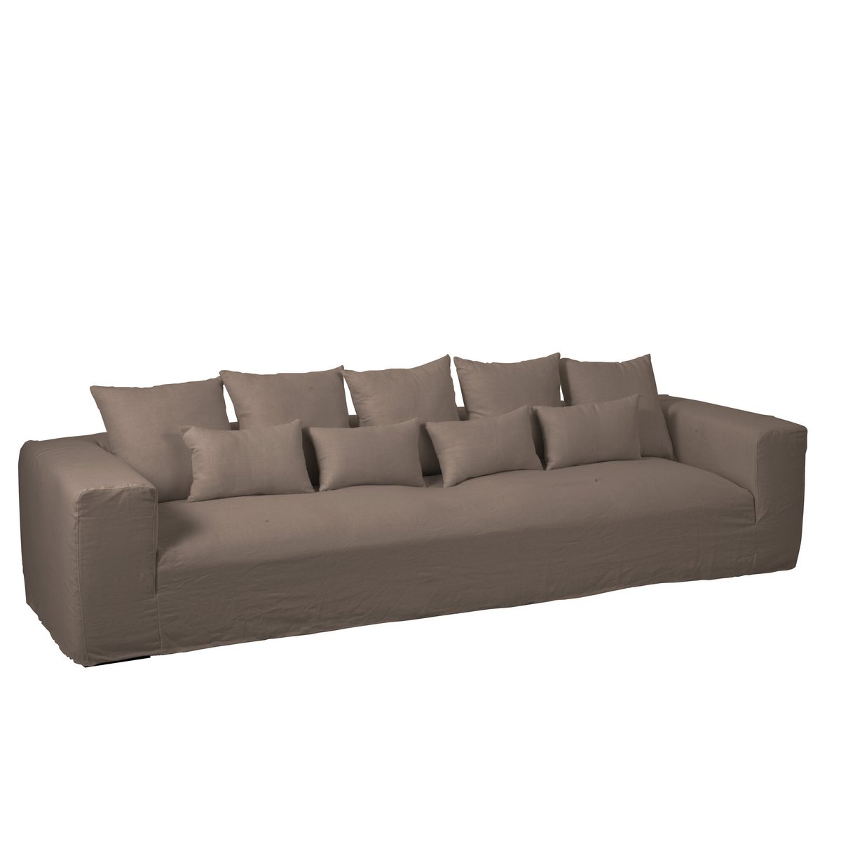 Détail du tissu en lin taupe de la housse Monaco