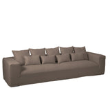 Détail du tissu en lin taupe de la housse Monaco