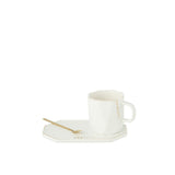 Ensemble Mug Assiette Cuillère Moments en céramique blanche