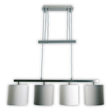 4 pendentif "Tilde", lampe à pendule en métal classique et textile en gris et blanc, avec cadre E27, réglable en hauteur, 86 cm de long, idéal comme lampe à manger