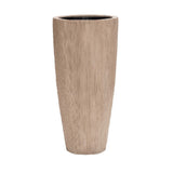 Cache-pot beige à rayures en grès