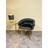 Chaise Eva Velours Noir Cadre Doré