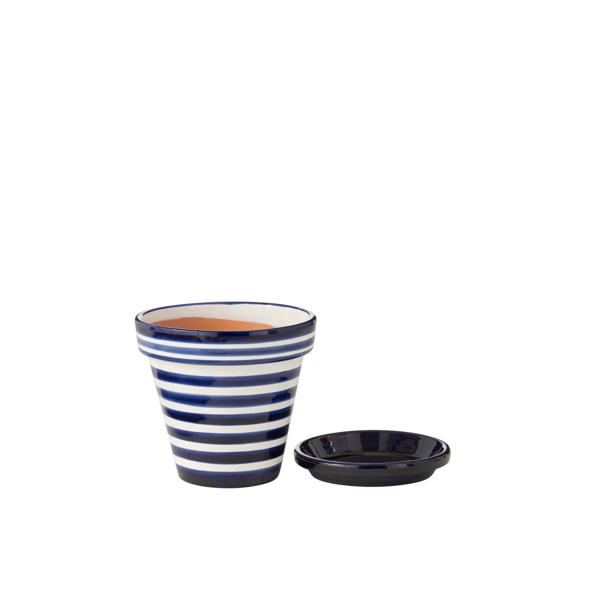 J-Line Flowerpot Grenade Stripes en céramique bleue - vue 1
