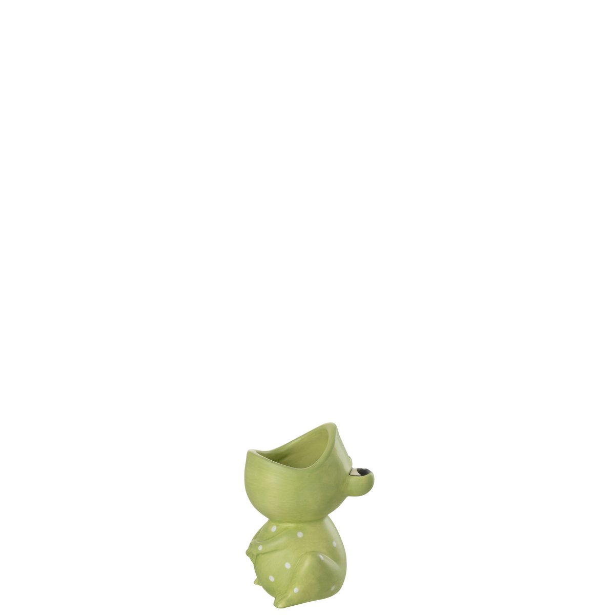 Pot de fleur J-Line Frog Open Mouth en céramique verte, vue de face