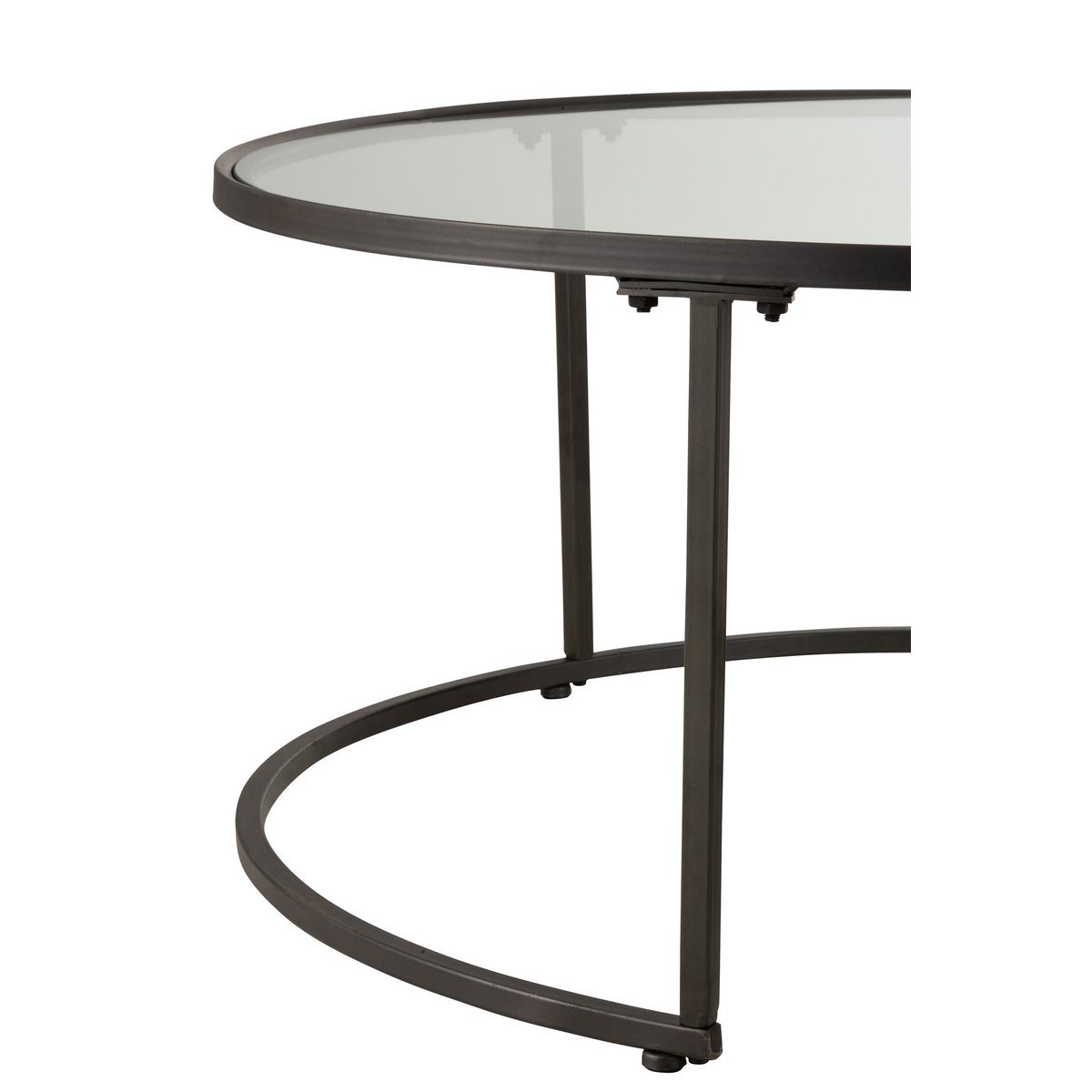 J-Line Tables Basses Rondes, vue latérale du cadre en métal