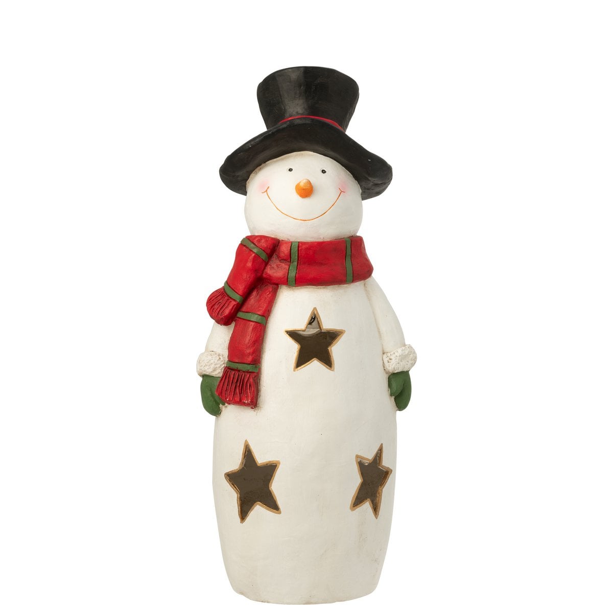 Photophore Bonhomme de Neige J-Line sur une table, ambiance festive
