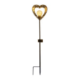 2 Set LED Lampe solaire "Heart" avec brochette de terre pour le jardin et la terrasse en métal en noir, et or, avec des LED fermement intégrées, 59 cm de haut