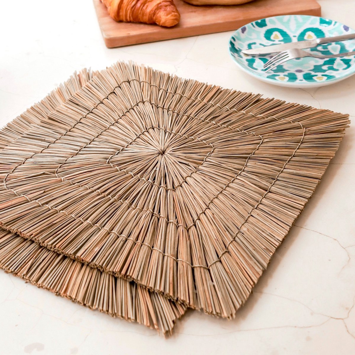 Set de table VARNA en jonc de mer naturel - vue de dessus