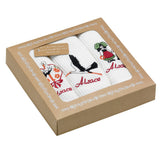Lot de 3 Torchons Nid d'abeilles Alsace Brodés Blanc 40 x 60