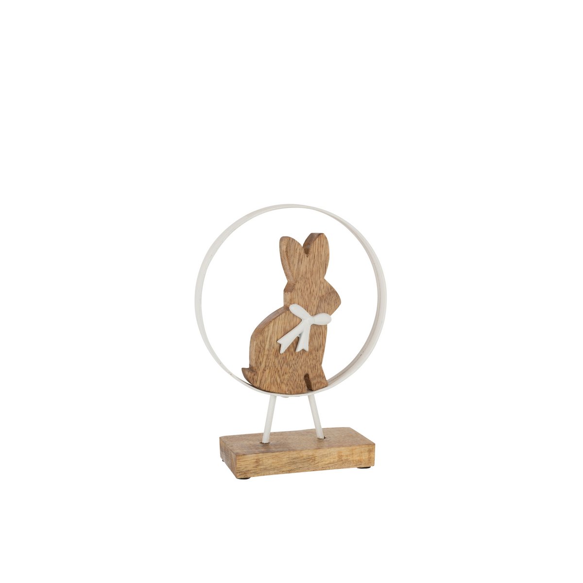 Décoration lapin en bois de manguier et fer blanc, vue de face