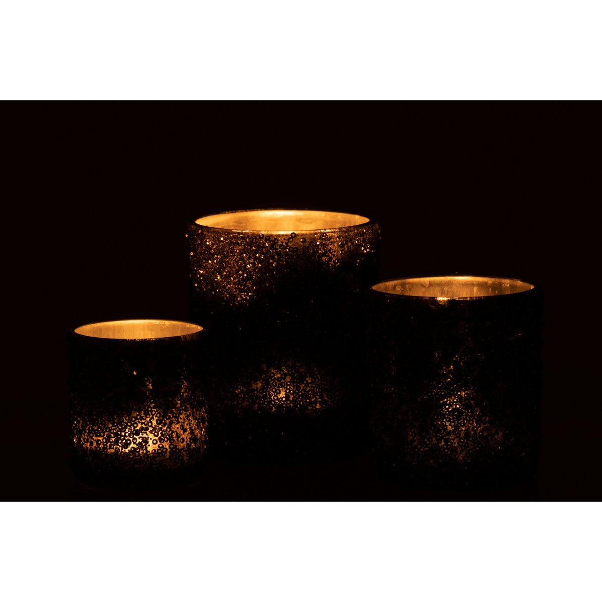Vue rapprochée du photophore J-Line Glitter, couleur anthracite