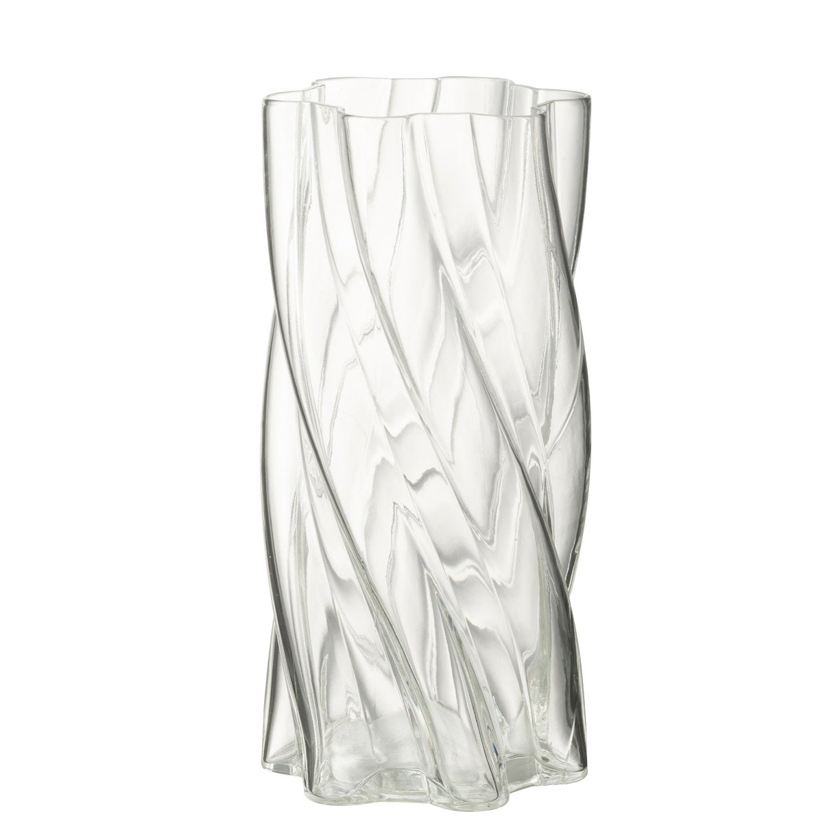 Vase J-Line Swirly en verre transparent, élégant et moderne