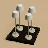 Lot de 4 lampes de table rechargeables avec station de recharge Vondel Mini gris