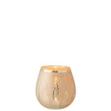 Bougeoir J-Line Leaf Round en verre argenté - vue de face