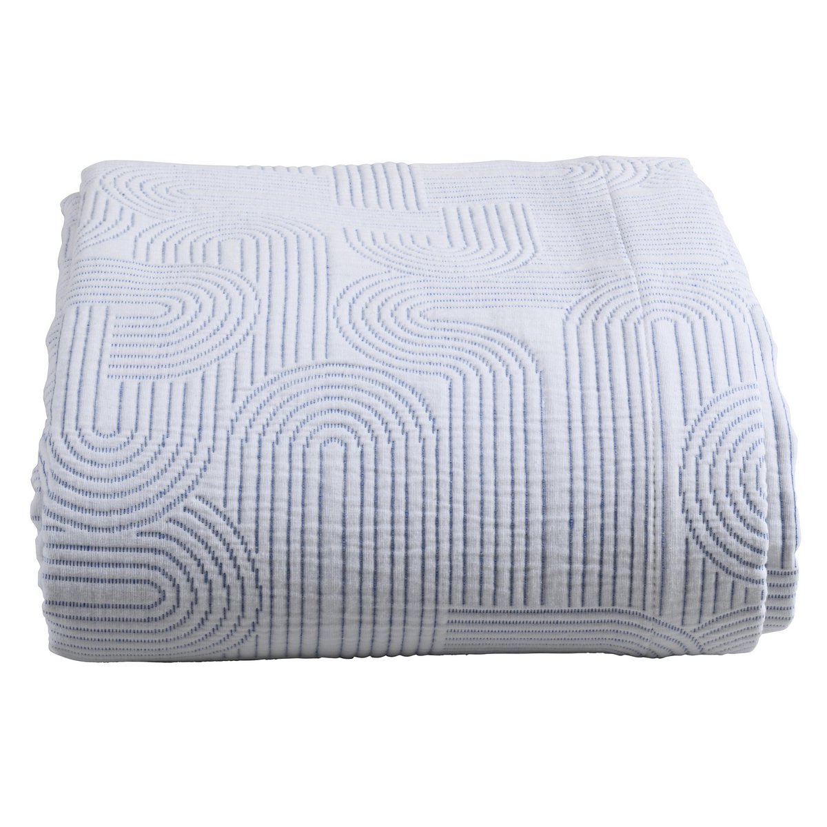 Jeté Kiko Indigo 240x260 en coton avec motifs géométriques modernes