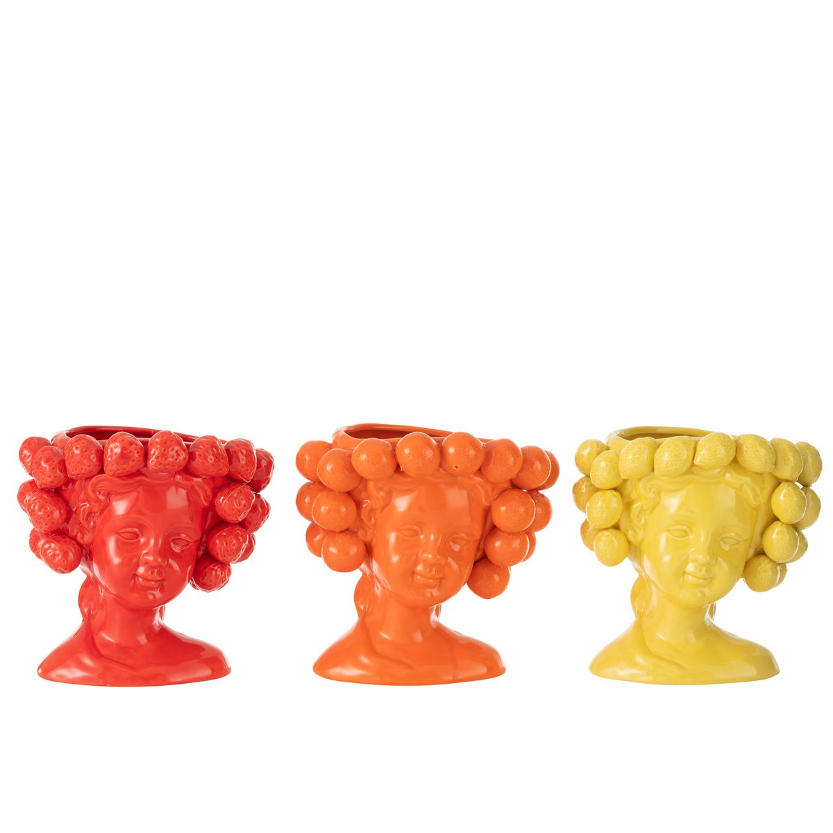 J-Line Flowerpot Strawberry Girl en céramique rouge, vue de face