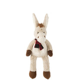Âne en peluche J-Line beige et marron avec écharpe colorée