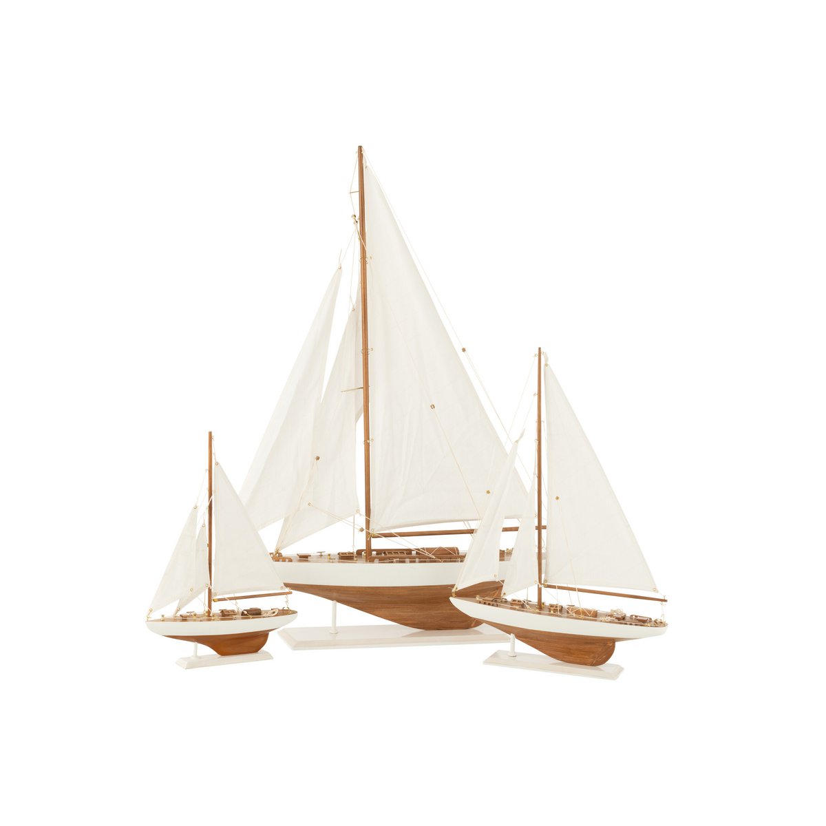 Voilier J-Line en bois naturel et blanc, décoration élégante pour intérieur