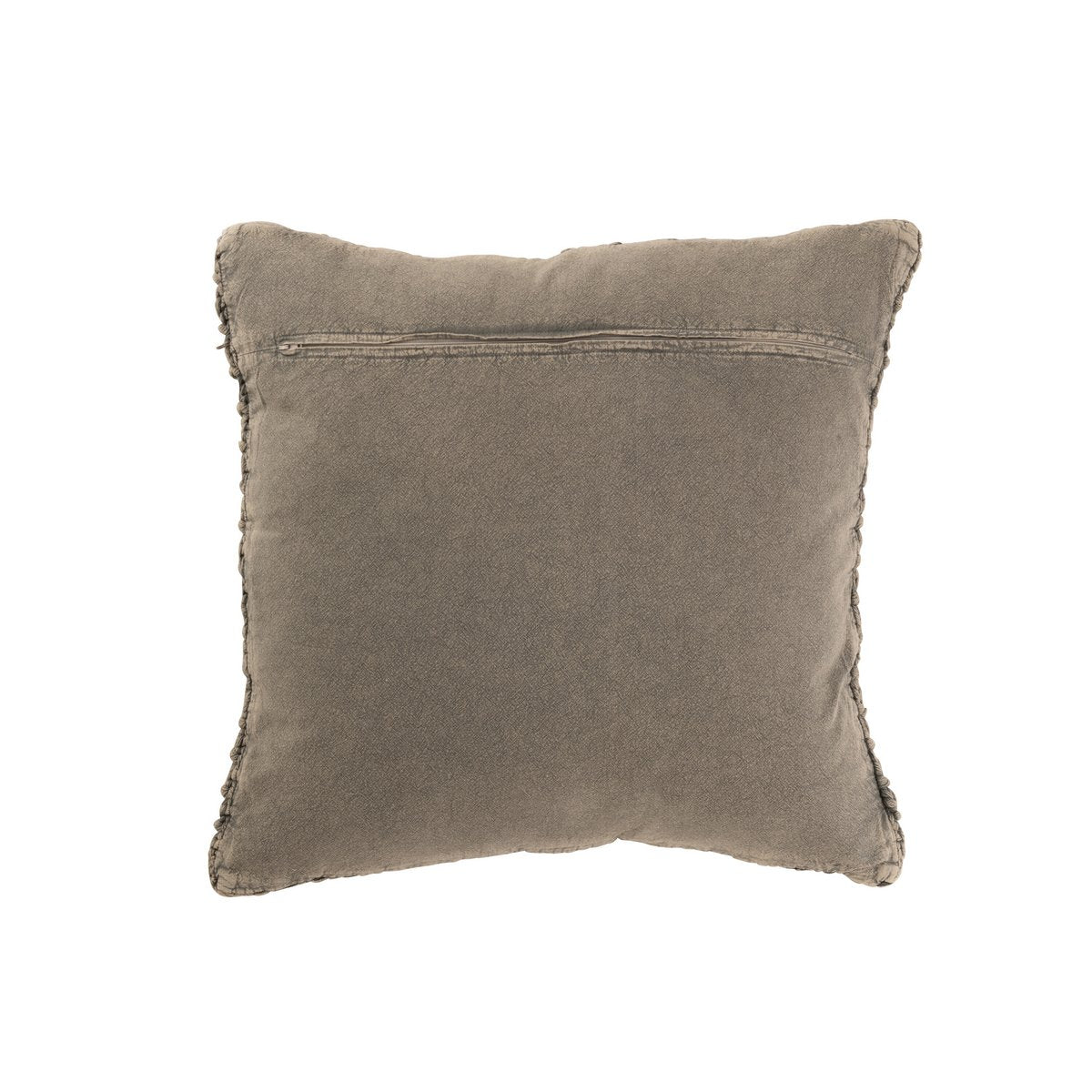 Coussin J-Line en coton gris, détail de la texture tricot et tresse