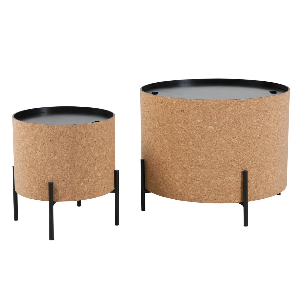 Détail du plateau en liège des tables basses