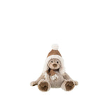 Ours en peluche marron avec chapeau, 21 cm de largeur, J-Line