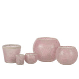 Bougeoir Mosaïque Conique en Verre Rose de J-Line, vue de côté