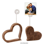 Porte-carte de voeux Photo Stand Photo Clip Set en 2 parties Décoration de table de coeur en 2 parties Décoration de mariage Mangoholz Massive