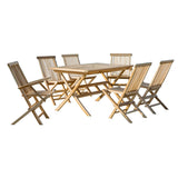 Vue latérale du salon de jardin en teck montrant les chaises