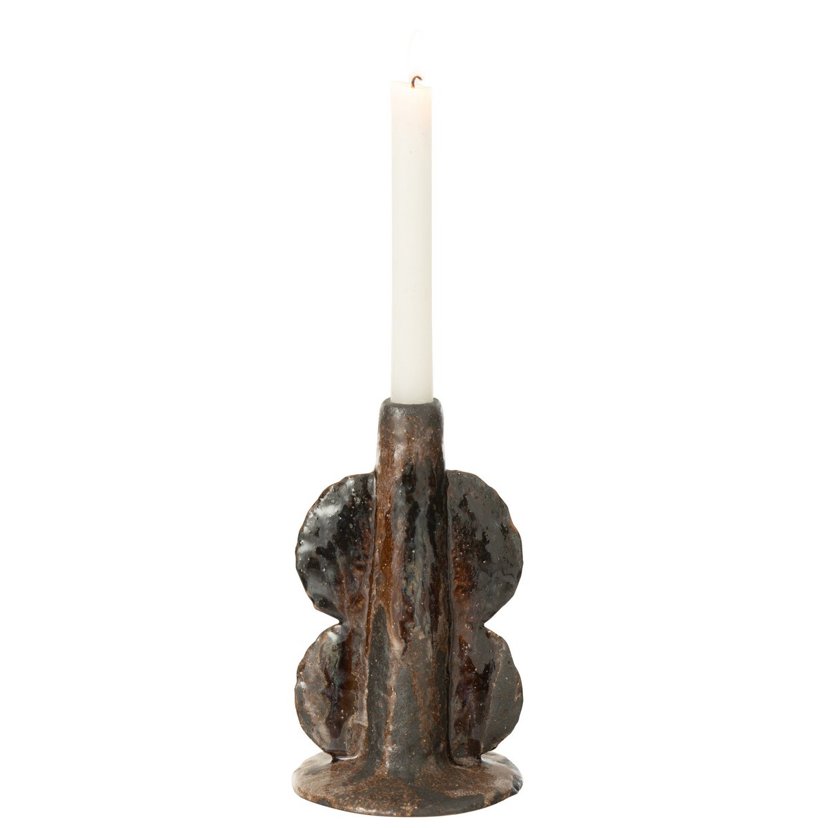 Vase Naga J-Line en céramique noir et brun, design moderne