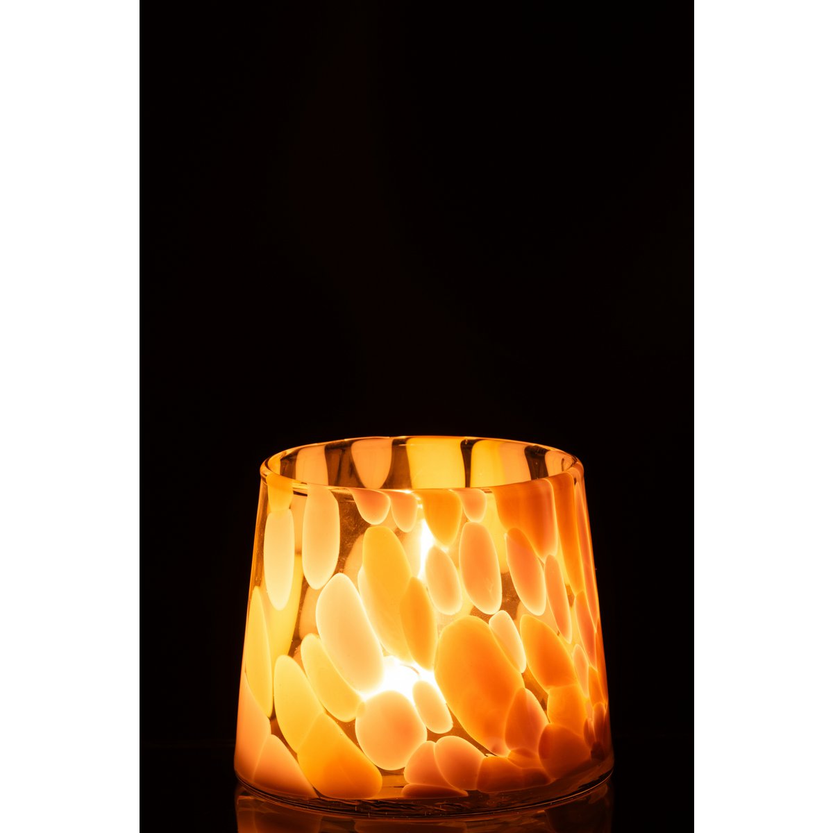 Détail du bougeoir J-Line Winlight, verre multicolore