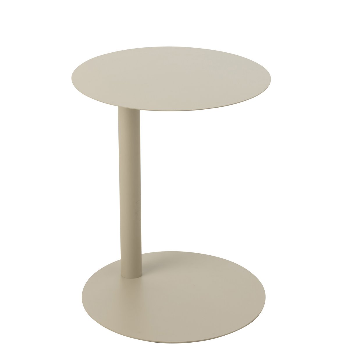 Table d'Appoint Ronde J-Line en Métal Beige avec éclairage