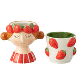 Pot de fleurs J-Line Strawberry Girl en céramique multicolore