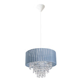 Deko Pendant Light "Crystallo", lampe suspendue en métal, en plastique transparent et matériau textile gris, socket E27, pour salle à manger, salon, couloir ou bureau, 30 cm de diamètre