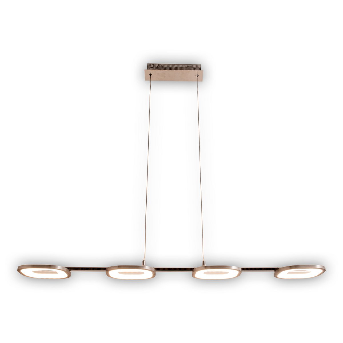 «Poutre» pendentif LED en métal et en plastique en acier-en-linge, avec LED intégrée