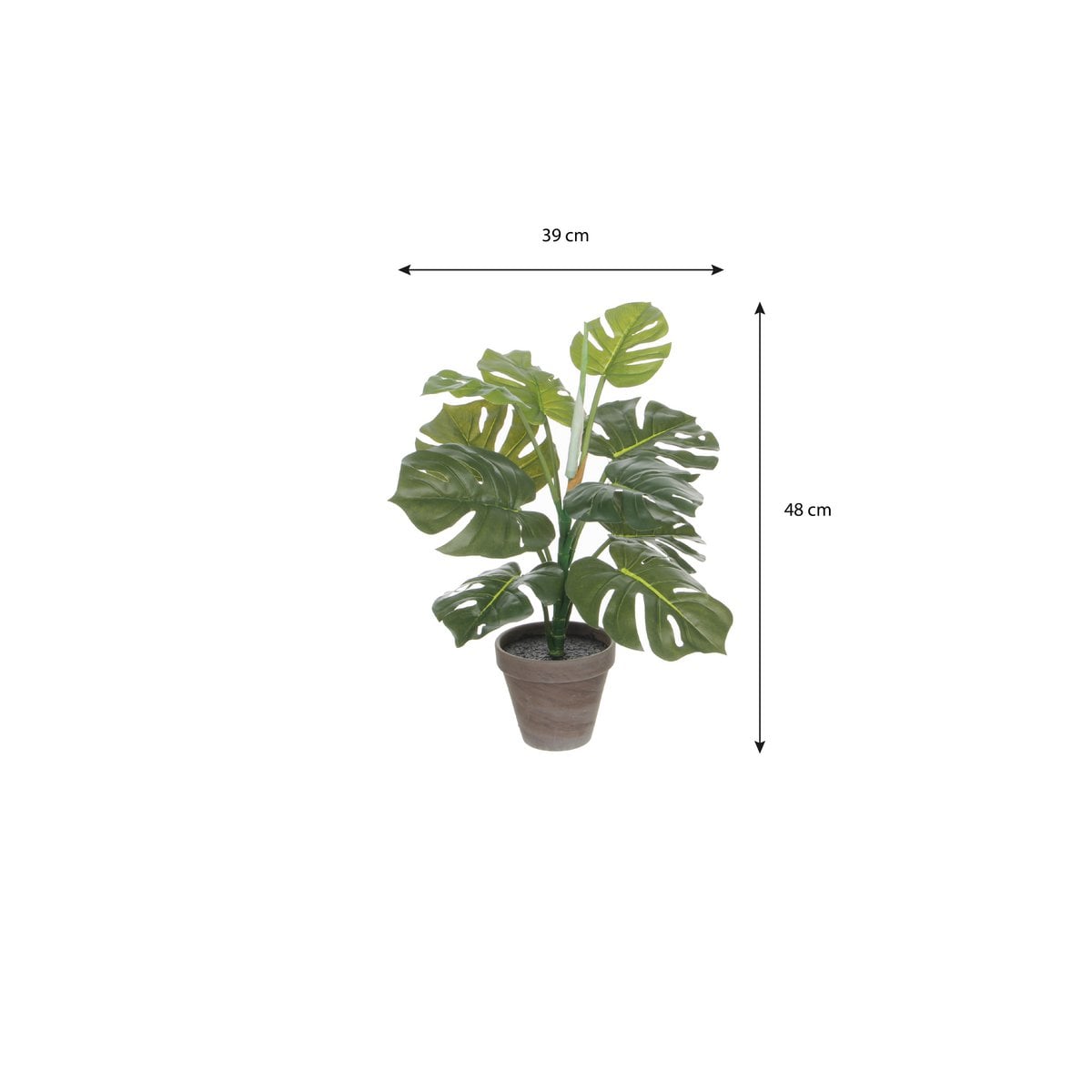 Plante artificielle Monstera verte avec feuilles réalistes dans un pot élégant