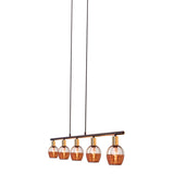 5 pendentif "Corbis", lampe conjugale en noir en noir, avec de l'or et du rotin, avec une douille E14, pour une salle à manger, un salon, un couloir ou un bureau, 100 cm de long