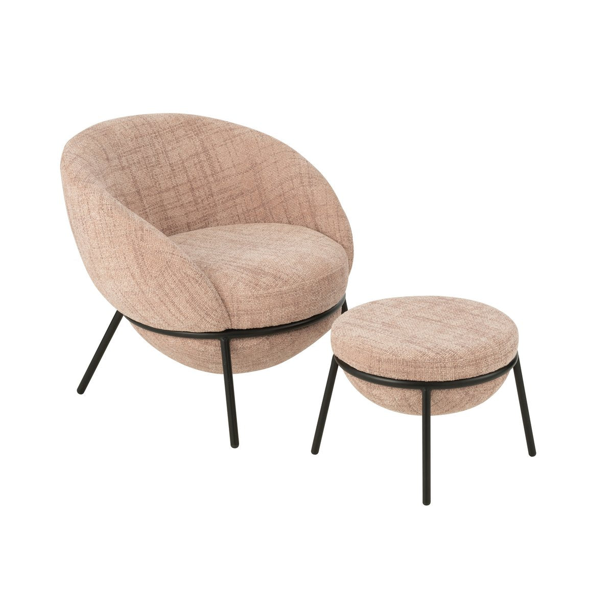 Chaise longue J-Line en métal rose et noir, vue de côté