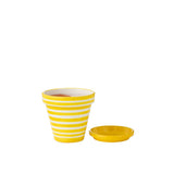Pot de fleurs J-Line en céramique jaune avec motifs colorés