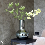 Vase sphérique en verre gris brillant