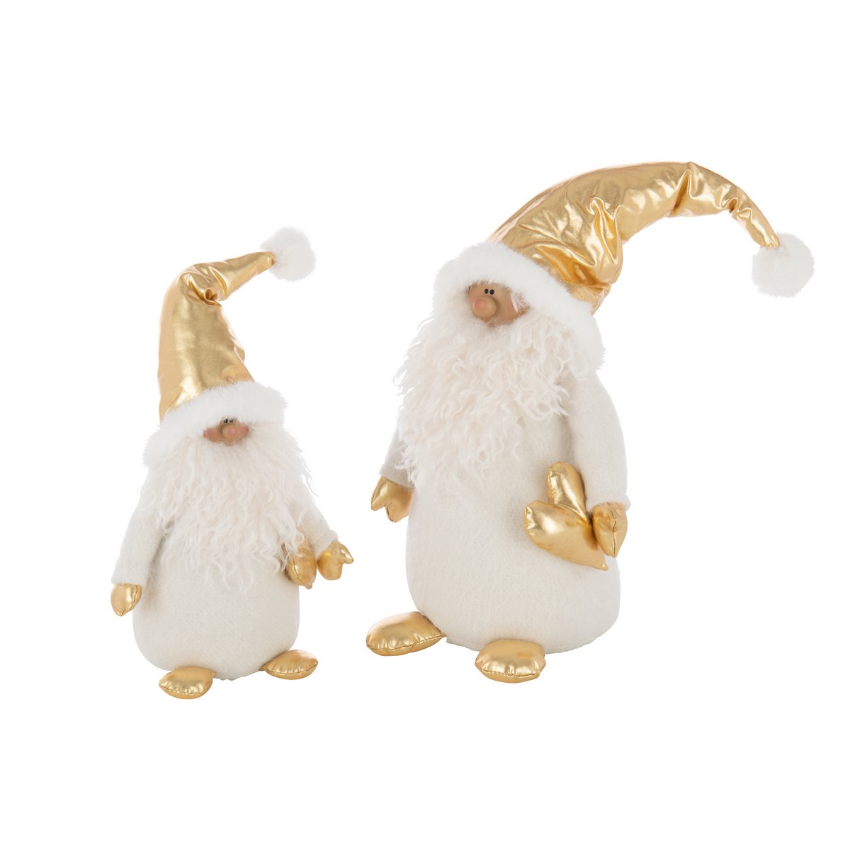 Santa Golden Heart de J-Line, sculpture en polyester blanc et or