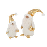 Santa Golden Heart de J-Line, sculpture en polyester blanc et or