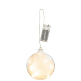Boule Plumes J-Line en verre blanc avec lumières LED, vue de face.