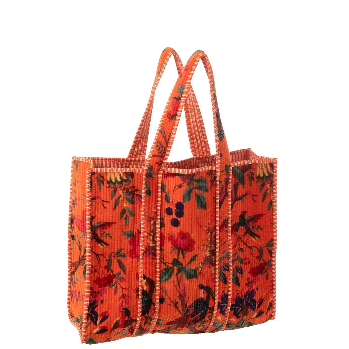 Sac d'oiseaux J-line en velours floral orange, vue de face