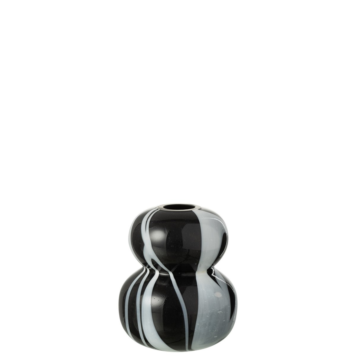 Vase fumée J-Line en verre noir et blanc, design moderne et élégant