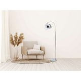 Lampe debout "style", lampadaire classique rétro avec un arc fait de métal de couleur chromée avec une prise E27, 146 cm de haut, idéal pour la salle à manger, le salon et le bureau.