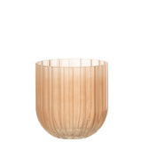 Vase Yoni Stripes J-Line en verre transparent et peach, design moderne