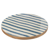 Plateforme J-Line Rotating Round Stripes en bois bleu et blanc, vue de dessus