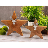 Ensemble de 2er en bois de figure en bois avec tête de cerf taille 25/19 cm affichant de l'aluminium en bois de mangue