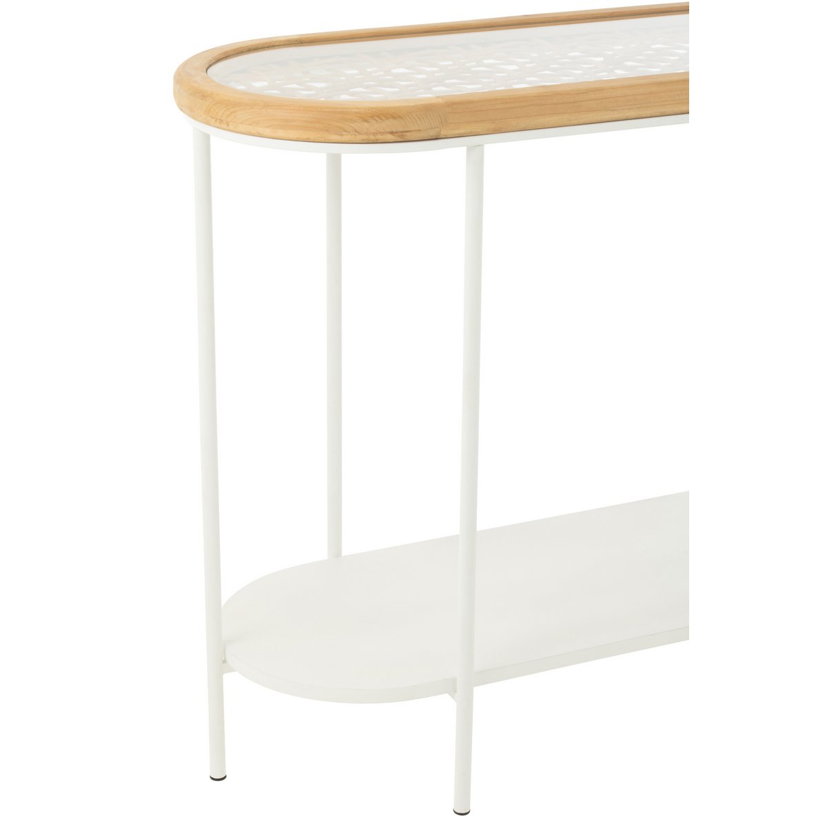 Console Épicéa et métal blanc dans un salon moderne
