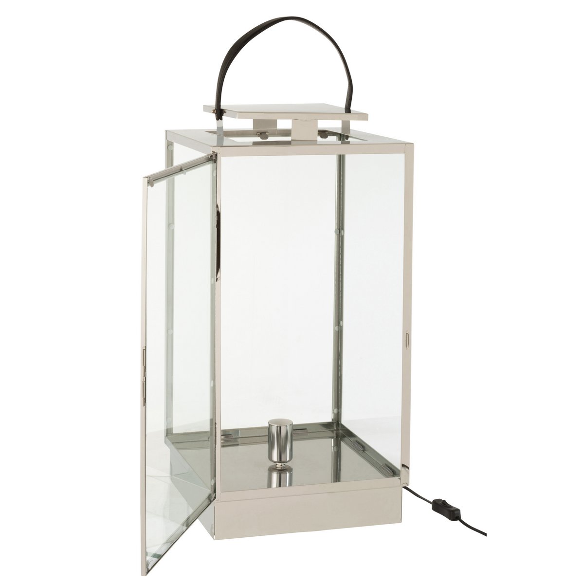 Vue rapprochée des matériaux en métal et verre de la lampe